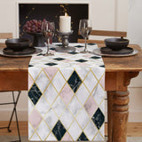 Gold Marbling square Splicing Table Runner Place Mats - LeobonZone