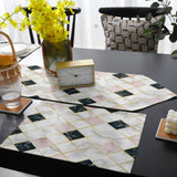 Gold Marbling square Splicing Table Flag And Table Mat Suit Sharp angle - LeobonZone