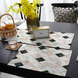 Gold Marbling square Splicing Table Flag And Table Mat Suit - LeobonZone