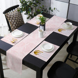 Pink Marble Granite Texture Table Flag And Table Mat Suit