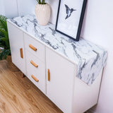 Grey Marble light color pattern stone Table Runner Place Mats Sharp Angle - LeobonZone