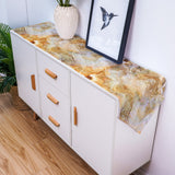 Marble yellow pattern ripple Table Runner Place Mats Sharp Angle - LeobonZone