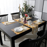 Marble yellow pattern ripple Table Flag And Table Mat Suit Sharp angle - LeobonZone