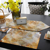 Marble yellow pattern ripple Table Flag And Table Mat Suit Sharp angle - LeobonZone