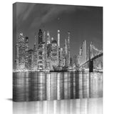 City Lights Sky Night Bridge House Canvas painting - LeobonZone