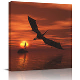 Dinosaur wings sky sunset white clouds Canvas painting - LeobonZone