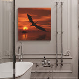 Dinosaur wings sky sunset white clouds Canvas painting - LeobonZone