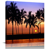 Coconut tree evening sunset sun sky Canvas painting - LeobonZone