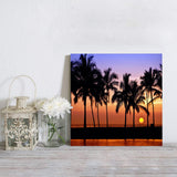 Coconut tree evening sunset sun sky Canvas painting - LeobonZone