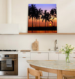 Coconut tree evening sunset sun sky Canvas painting - LeobonZone