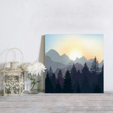 Mountains pine trees woods sun Canvas painting - LeobonZone