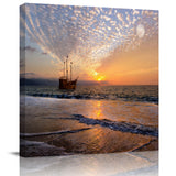 Pirate ship sunset seaside twilight sunset sky Canvas painting - LeobonZone