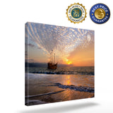 Pirate ship sunset seaside twilight sunset sky Canvas painting - LeobonZone