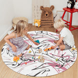 Abstract Art Line Circular Felt Rugs - LeobonZone