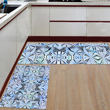 Blue Geometric Umbrella Right Angle Felt Doormat Two piece set