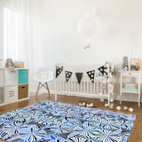 Blue Geometric Umbrella Right Angle Felt Rugs
