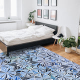 Blue Geometric Umbrella Right Angle Felt Rugs - LeobonZone