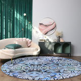 Blue Geometric Umbrella Circular Felt Rugs - LeobonZone