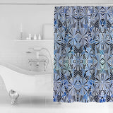 Blue Umbrella  geometric shower curtain - LeobonZone