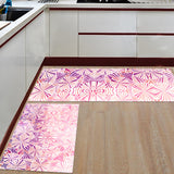 Pink Geometric Umbrella Right Angle Felt Doormat Two piece set