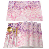 Pink Geometric Umbrella Personalized Table Placemats - LeobonZone