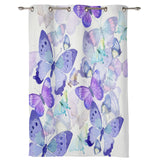 Hand Painted Butterfly Grommet window curtains - LeobonZone