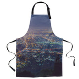 Black City Night Scene Personalized Canvas Apron - LeobonZone