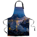 Blue City Night Scene Personalized Canvas Apron