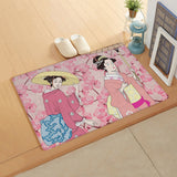 Japanese Kimono Girl Leather Mat Soft Non-Slip Waterproof  Doormat