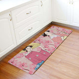 Japanese Kimono Girl Leather Mat Soft Non-Slip Waterproof  Doormat - LeobonZone