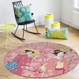 Japanese Kimono Girl Circular Felt Rugs - LeobonZone