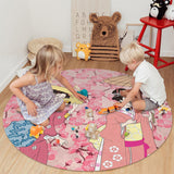 Japanese Kimono Girl Circular Felt Rugs - LeobonZone