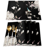 Bird painting in Chinese style Black Personalized Table Placemats - LeobonZone