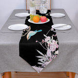 Bird painting in Chinese style Black Table Runner Place Mats - LeobonZone