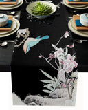 Bird painting in Chinese style Black Rectangle Tablecloth - LeobonZone