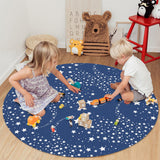 Blue meteor Circular Felt Rugs - LeobonZone