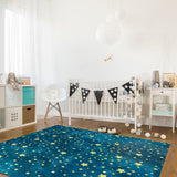 Bronze Beautiful Blue Stars Right Angle Felt Rugs - LeobonZone