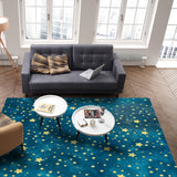 Bronze Beautiful Blue Stars Right Angle Felt Rugs - LeobonZone
