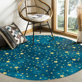Bronze Beautiful Blue Stars Circular Felt Rugs - LeobonZone
