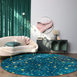 Bronze Beautiful Blue Stars Circular Felt Rugs