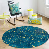 Bronze Beautiful Blue Stars Circular Felt Rugs - LeobonZone