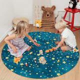 Bronze Beautiful Blue Stars Circular Felt Rugs - LeobonZone