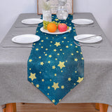 Bronze Beautiful Blue Stars Rectangle Tablecloth - LeobonZone