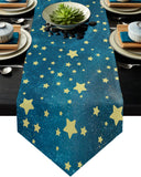 Bronze Beautiful Blue Stars Rectangle Tablecloth - LeobonZone