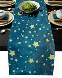 Right Angle Bronze Beautiful Blue Stars Rectangle Tablecloth - LeobonZone