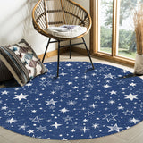 Beautiful Blue Stars Circular Felt Rugs - LeobonZone