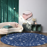 Beautiful Blue Stars Circular Felt Rugs - LeobonZone