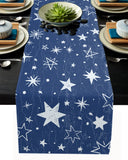 Right Angle Beautiful Blue Stars Rectangle Tablecloth - LeobonZone