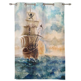 Oil Painting Pirate Ship Blackout Window Curtains - LeobonZone