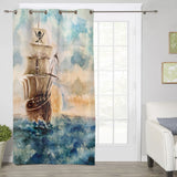 Oil Painting Pirate Ship Blackout Window Curtains